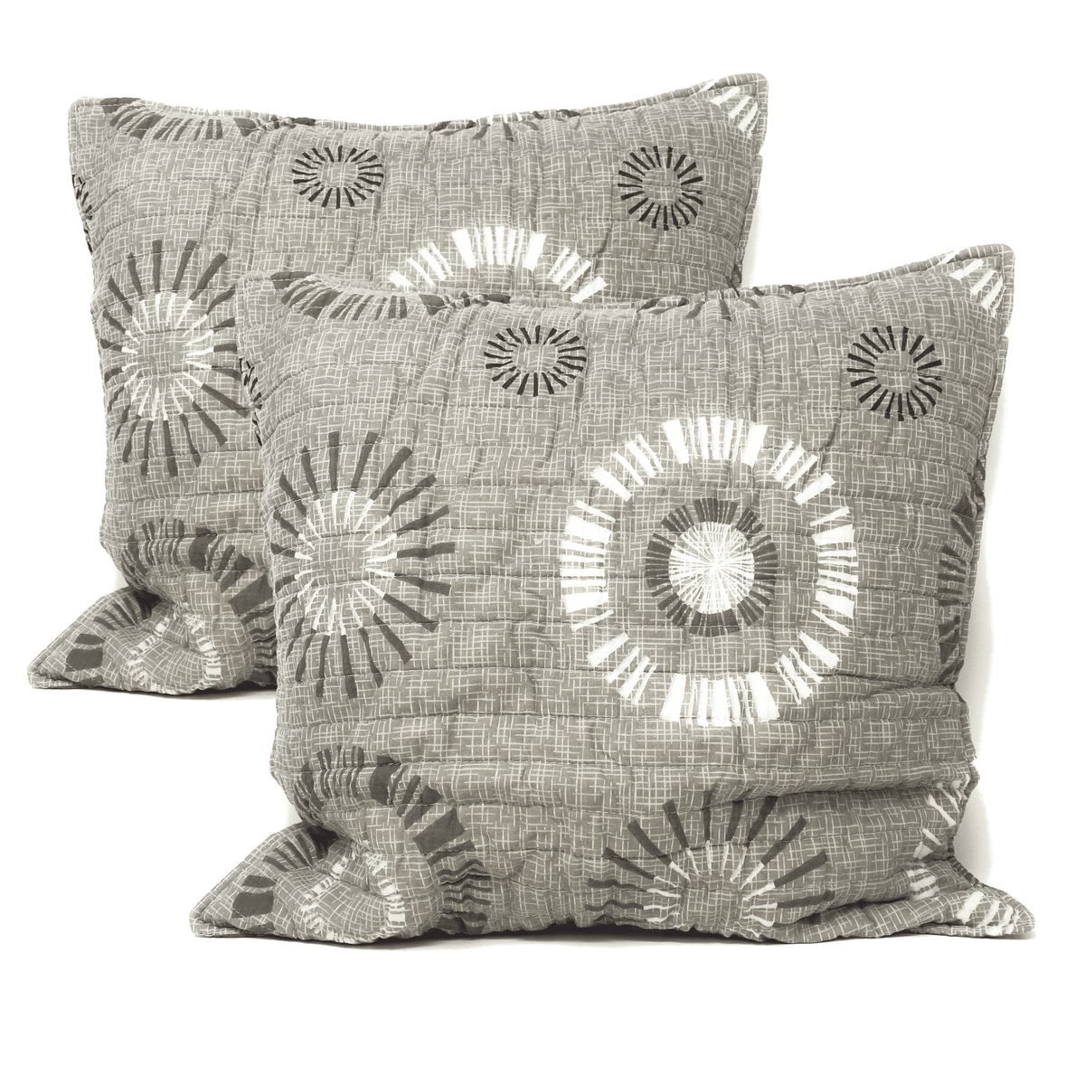Tache Cotton Taupe Beige Striped Floral Geometric Starburst Decorative 18x18