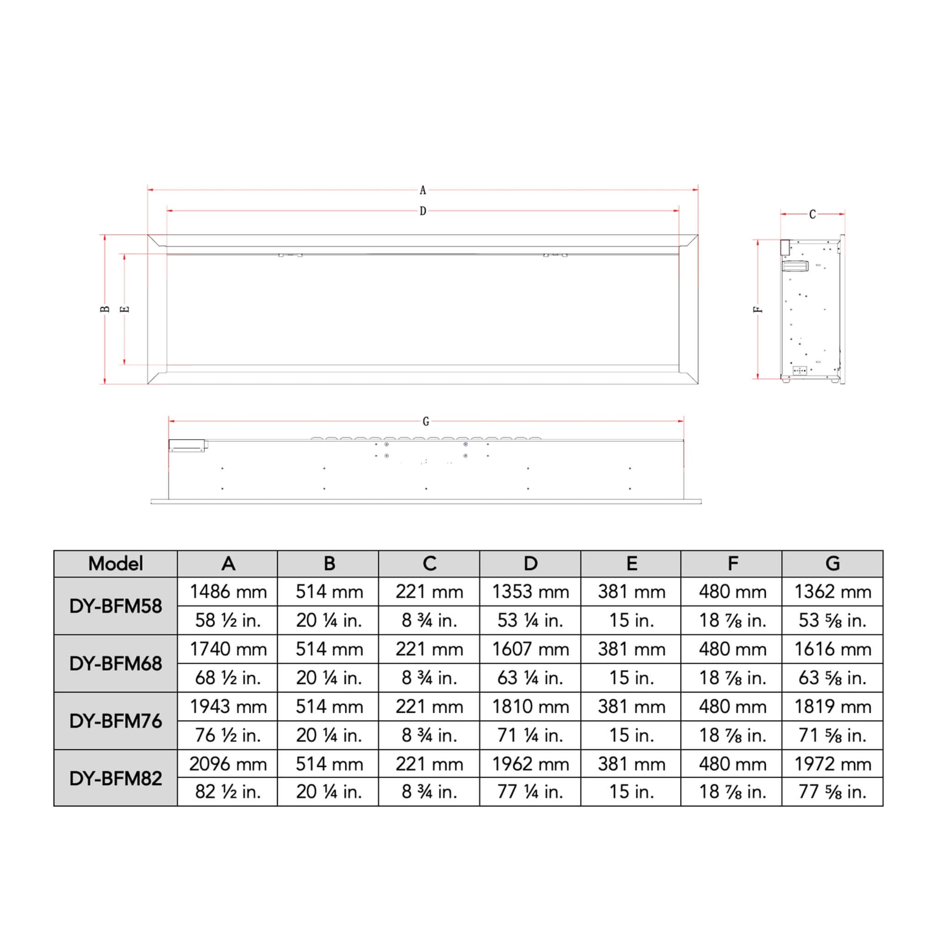 Dynasty Allegro 68-Inch Smart Linear Electric Fireplace With Remote Control [DY-BFM68] (SAK87415)