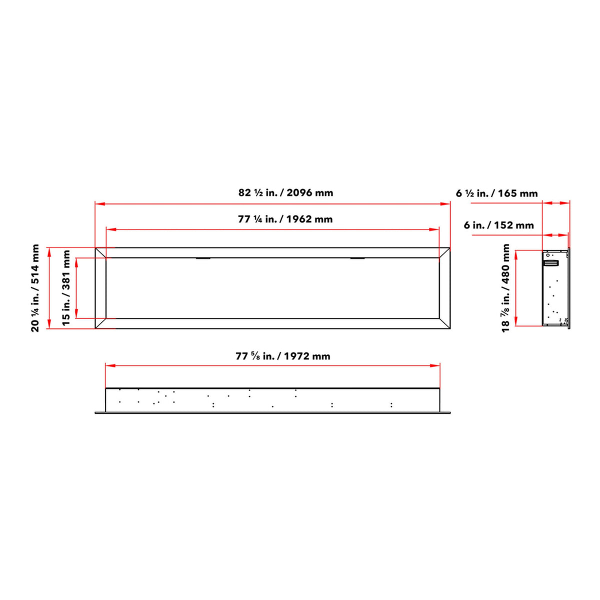 Dynasty Cascade 82-Inch Recessed Linear Electric Fireplace [DY-BTX82] (SAK30567)