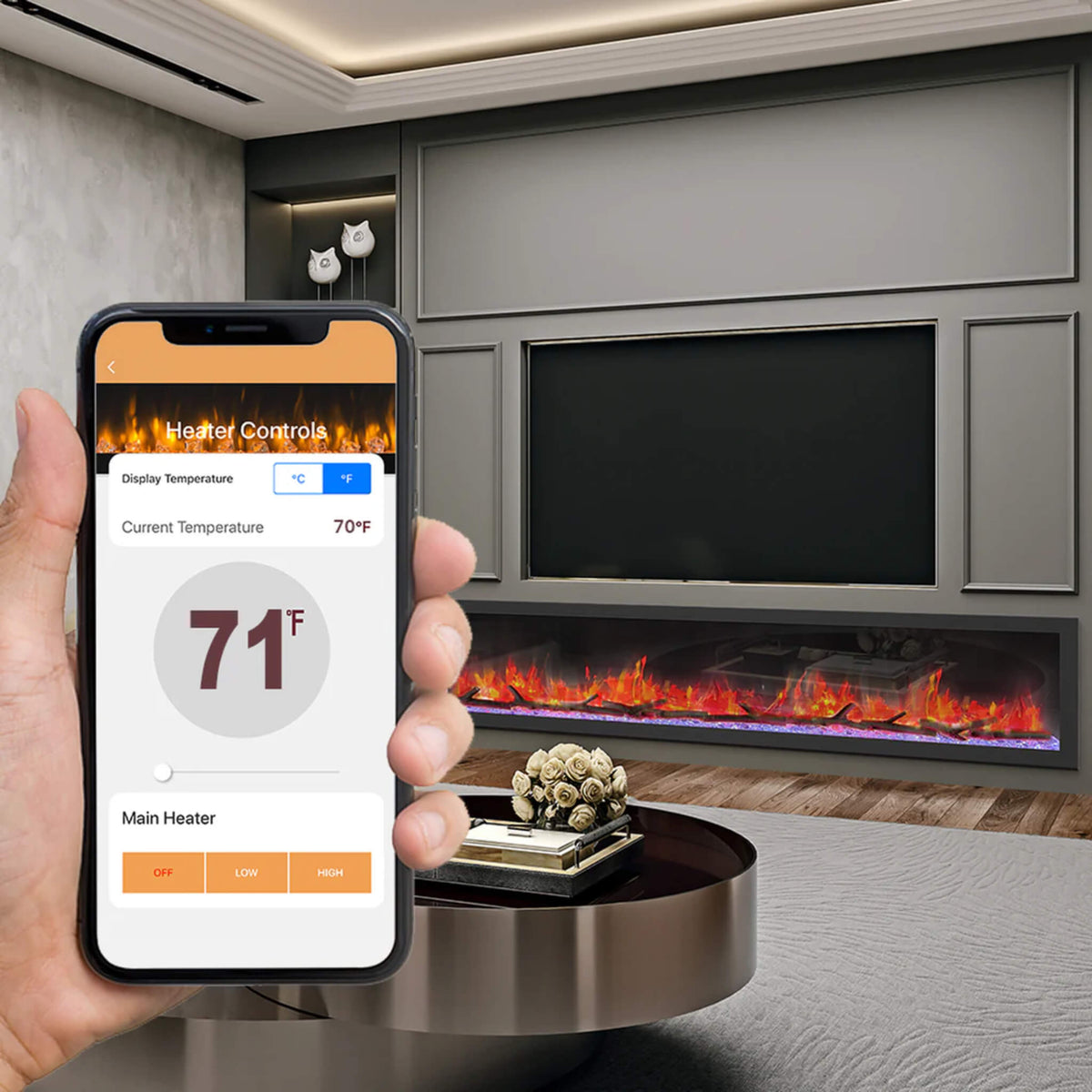 Dynasty Cascade 82-Inch Recessed Linear Electric Fireplace [DY-BTX82] (SAK30567)