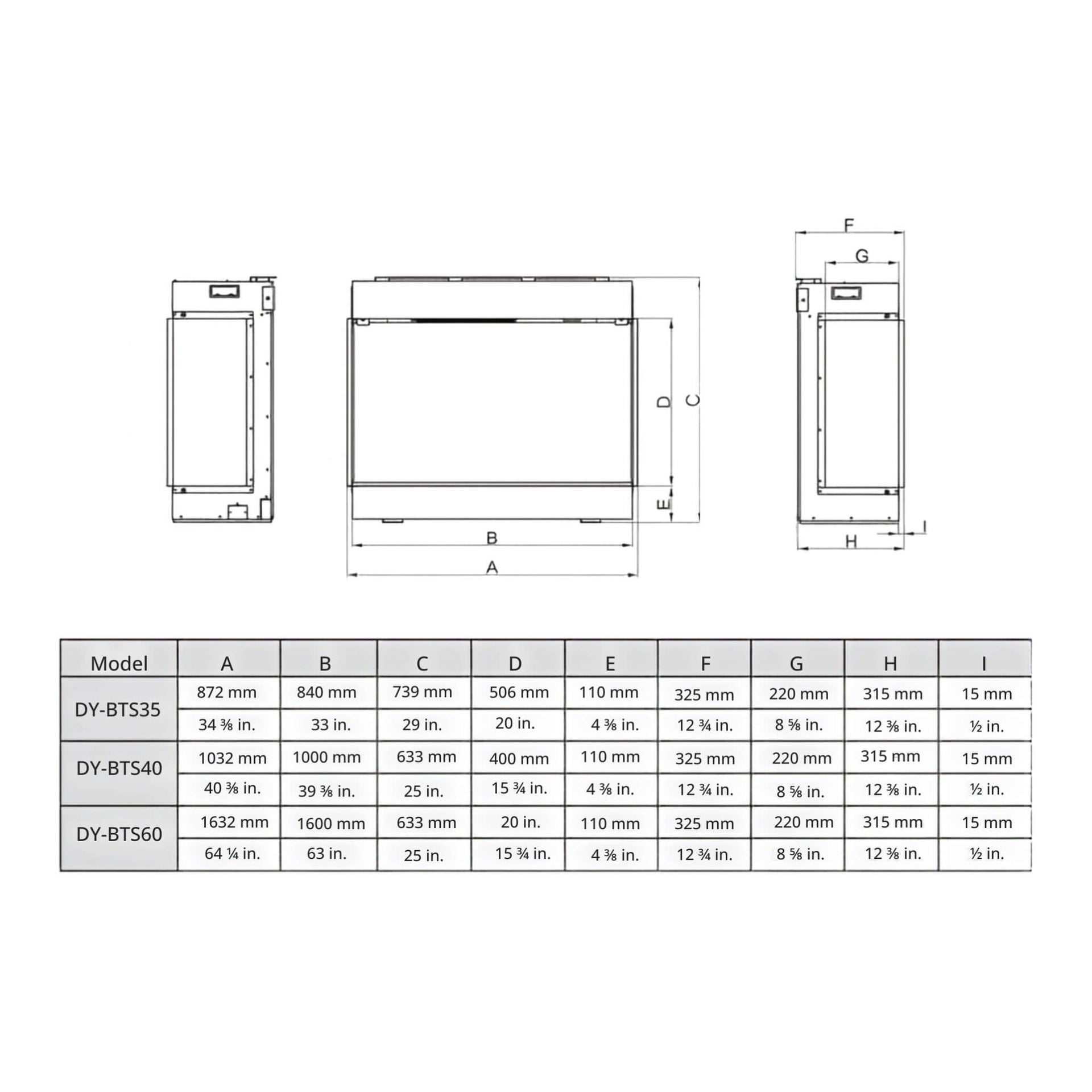 Dynasty Melody 64-Inch Built-In 3 Sided Smart Electric Fireplace [DY-BTS60] (SAK79345)
