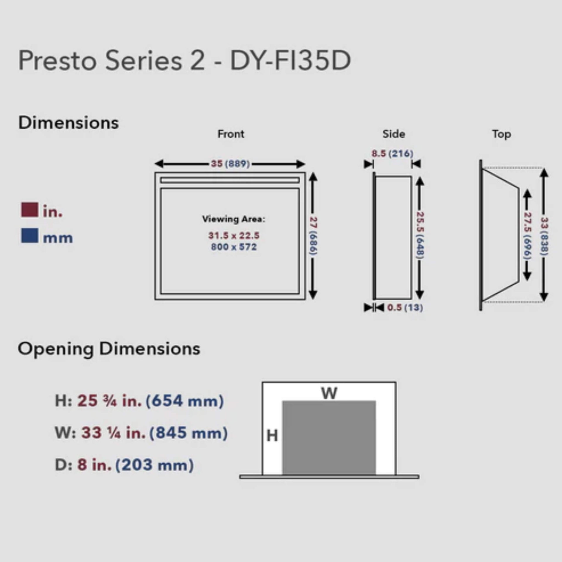 Dynasty Presto 35-Inch Vent Free Electric Firebox Insert With Remote Control [DY-FI35D] (SAK86012)