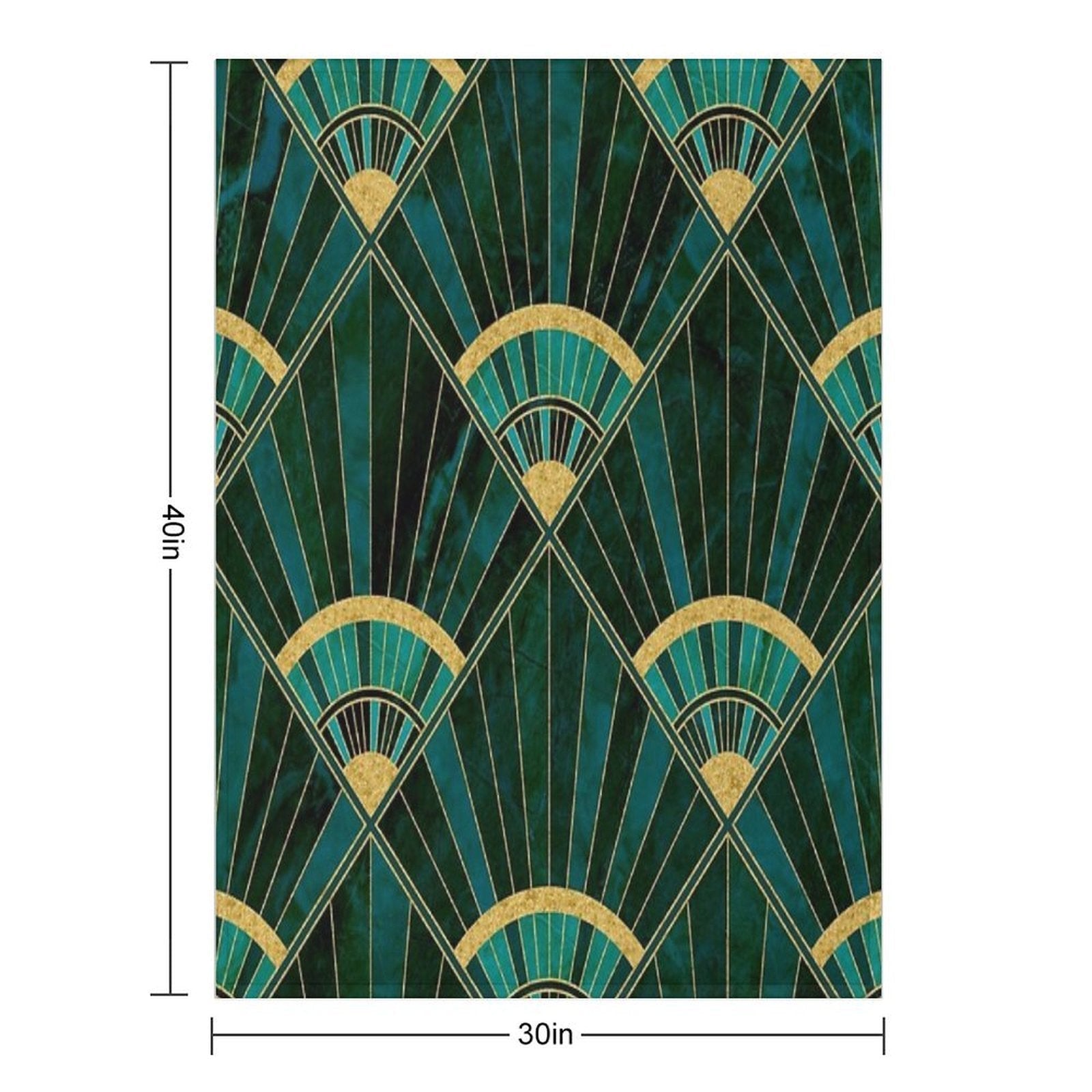 Art Deco Real Green Marbled Geometric Pattern Quick-dry Throw Blanket