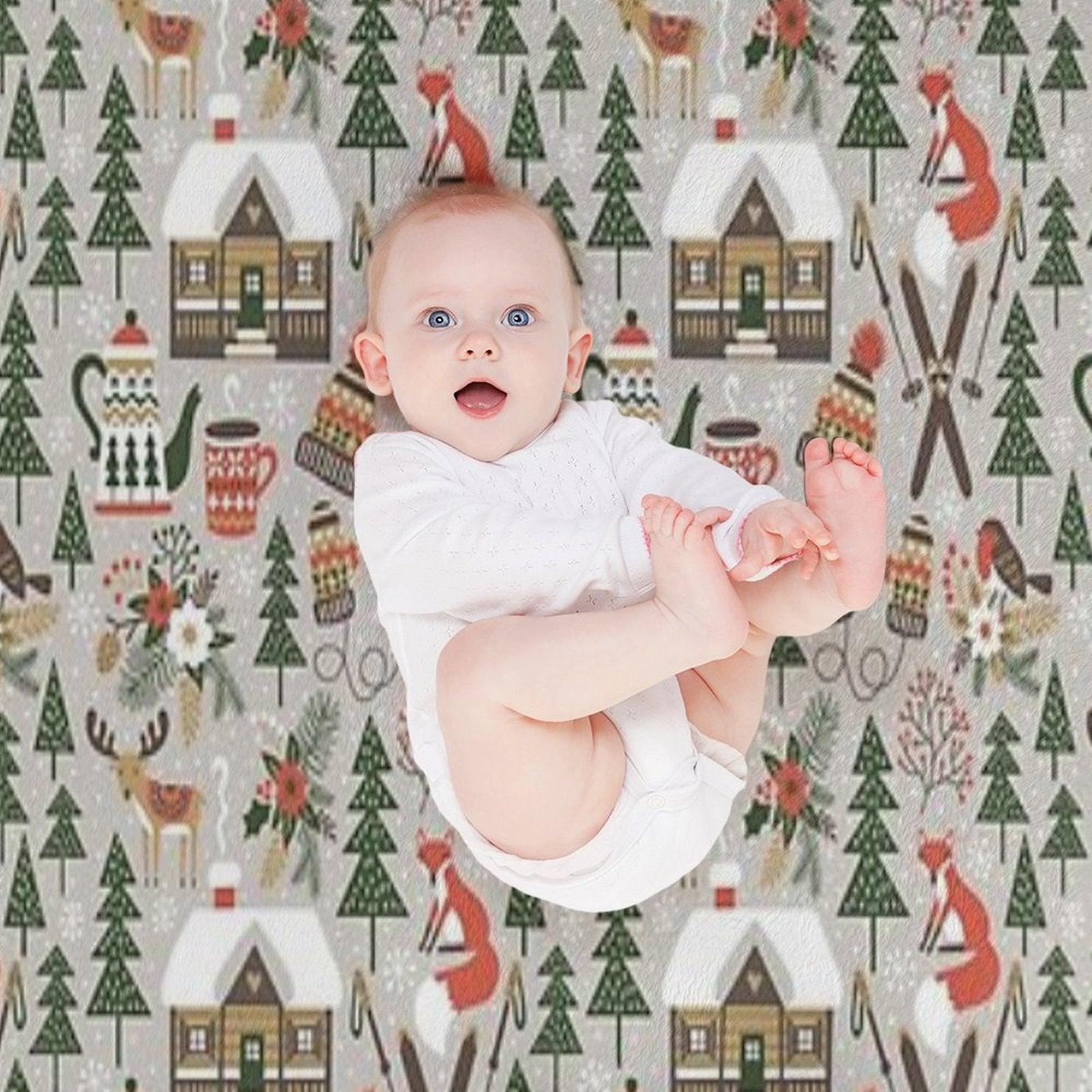 Cozy Cabin  Light Grey Throw Blanket