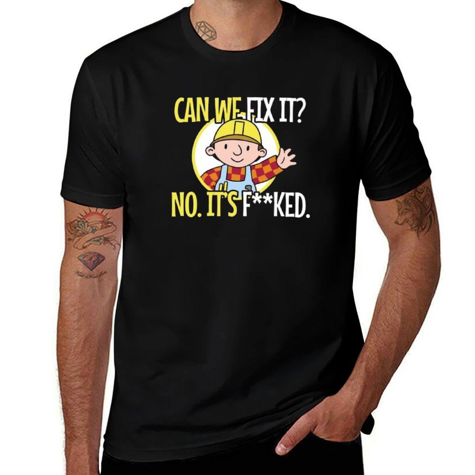Can We Fix It Funny Repair Man  Heathered Texture T-Shirt