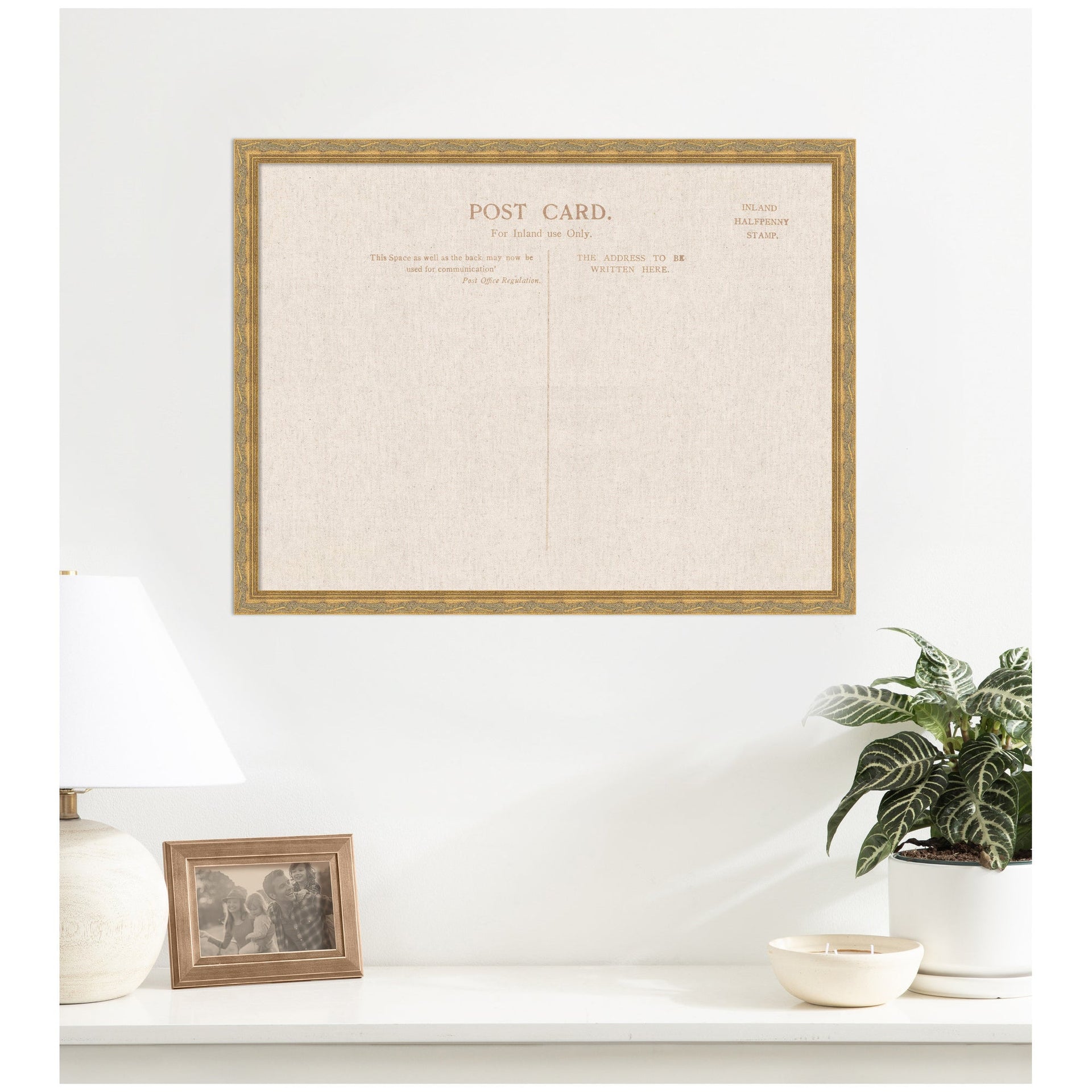 Framed Fabric Pinboard Linen Vintage Post Card Wall Organization