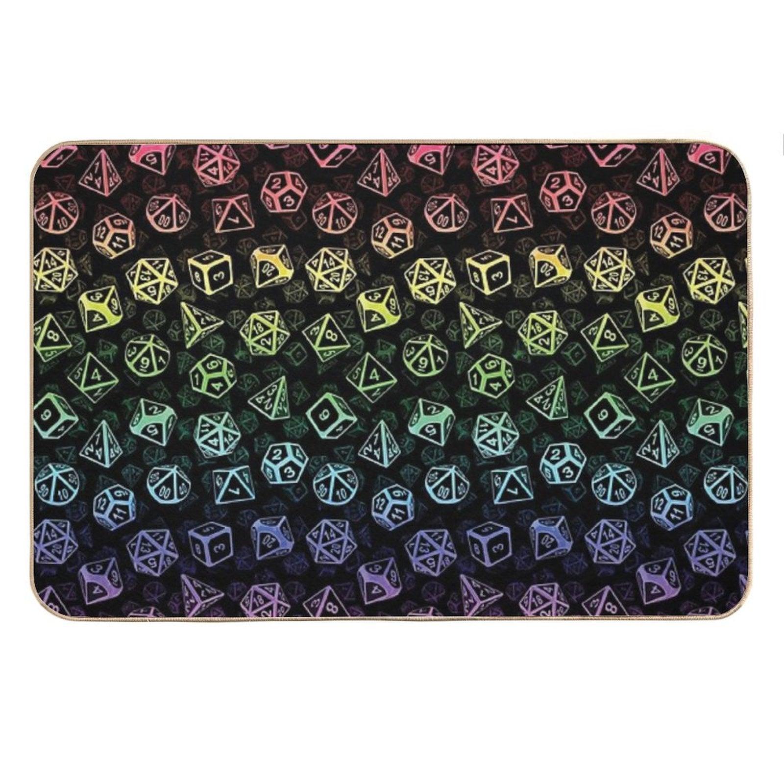 D20 Dice Set Pattern (Rainbow) Bath Mat