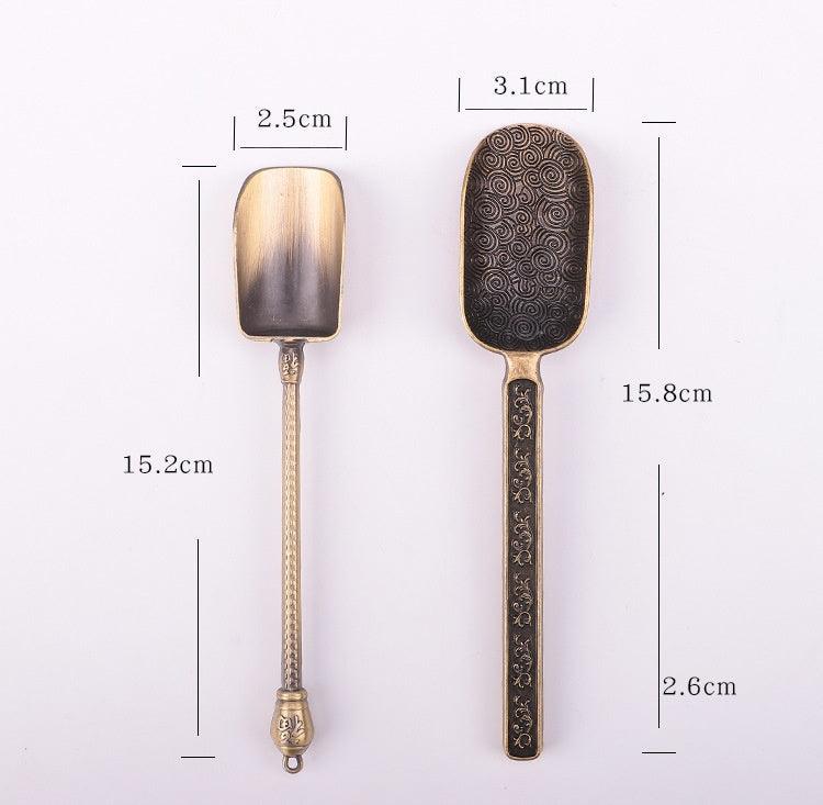 Carved Fu Character Auspicious Clouds Pattern Tea Shovels