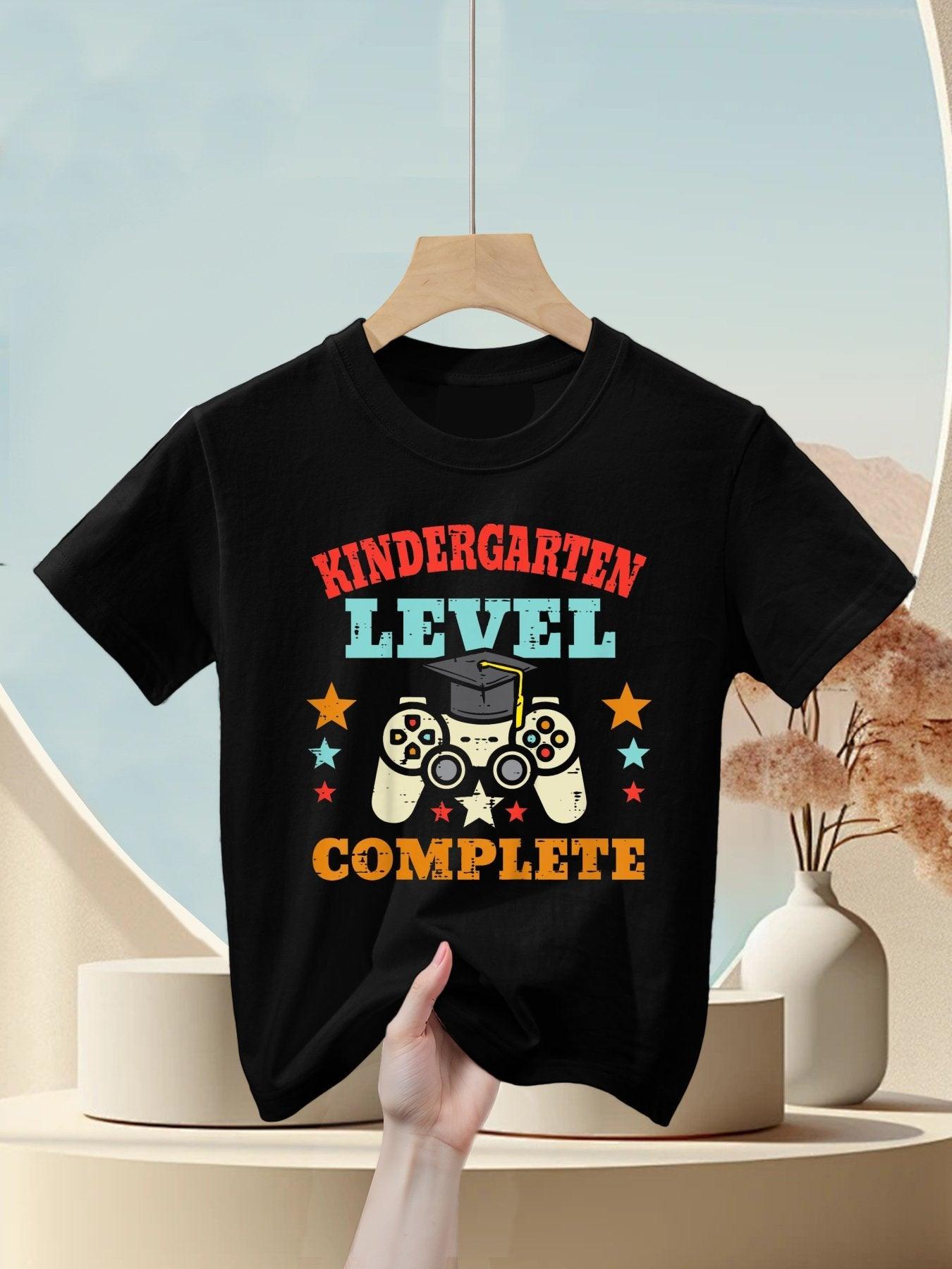 Kindergarten Level Complete Graduation Gamer Boys Kids Kids T-Shirt