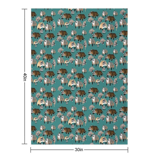 American Badger Running Travel-friendly Throw Blanket