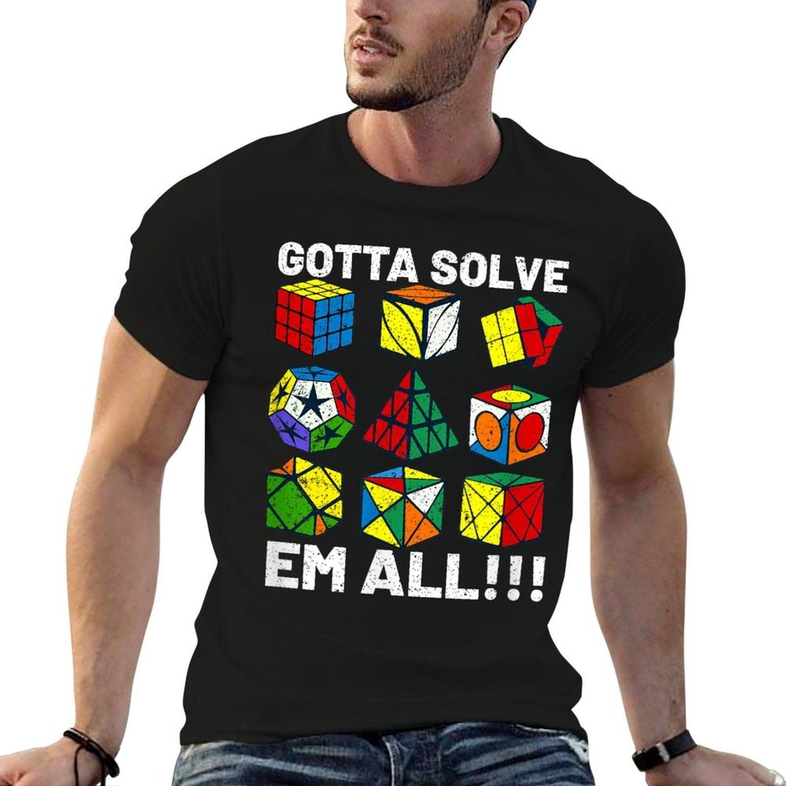 Competitive Puzzle Cube Gotta Solve Em All Speed Cubing  Cotton T-Shirt