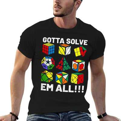 Competitive Puzzle Cube Gotta Solve Em All Speed Cubing  Cotton T-Shirt