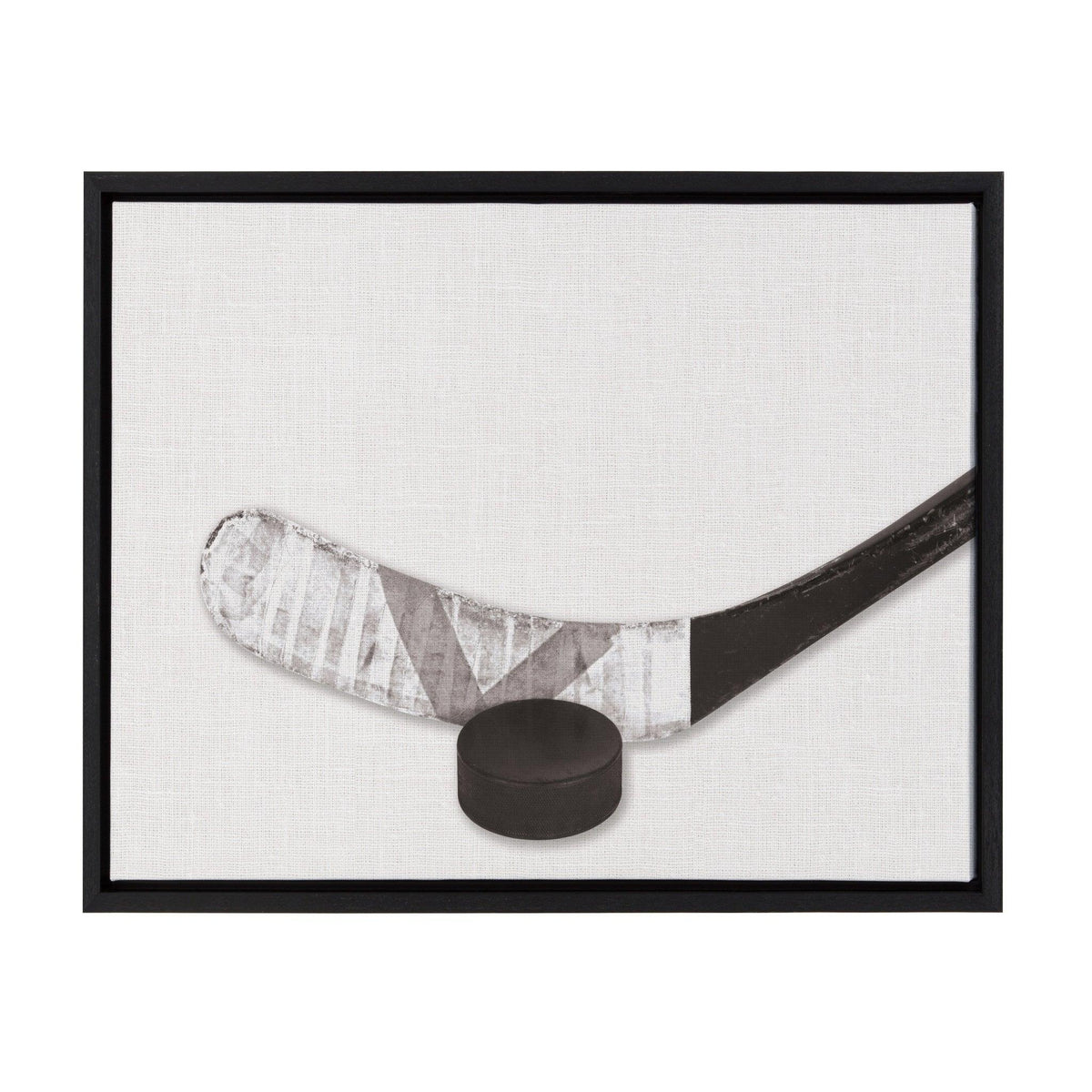 Sylvie Horizontal Hockey Stick And Puck Portrait Framed Canvas, Black 18x24