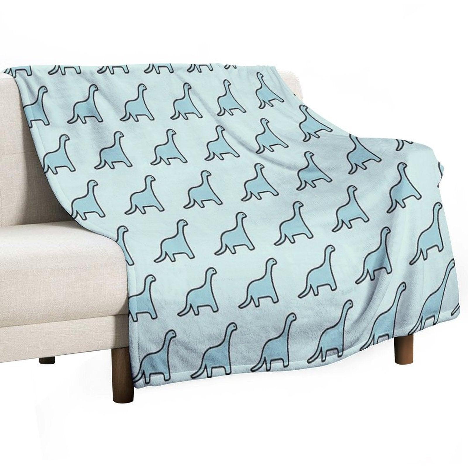 Brontosaurus Apatosaurus Brachiosaurus Blue Dinosaur Throw Blanket