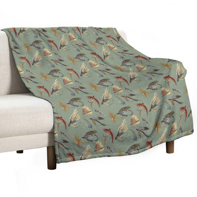 Fly Fishing with Hand Tied Flies! Multi-functional Throw Blanket