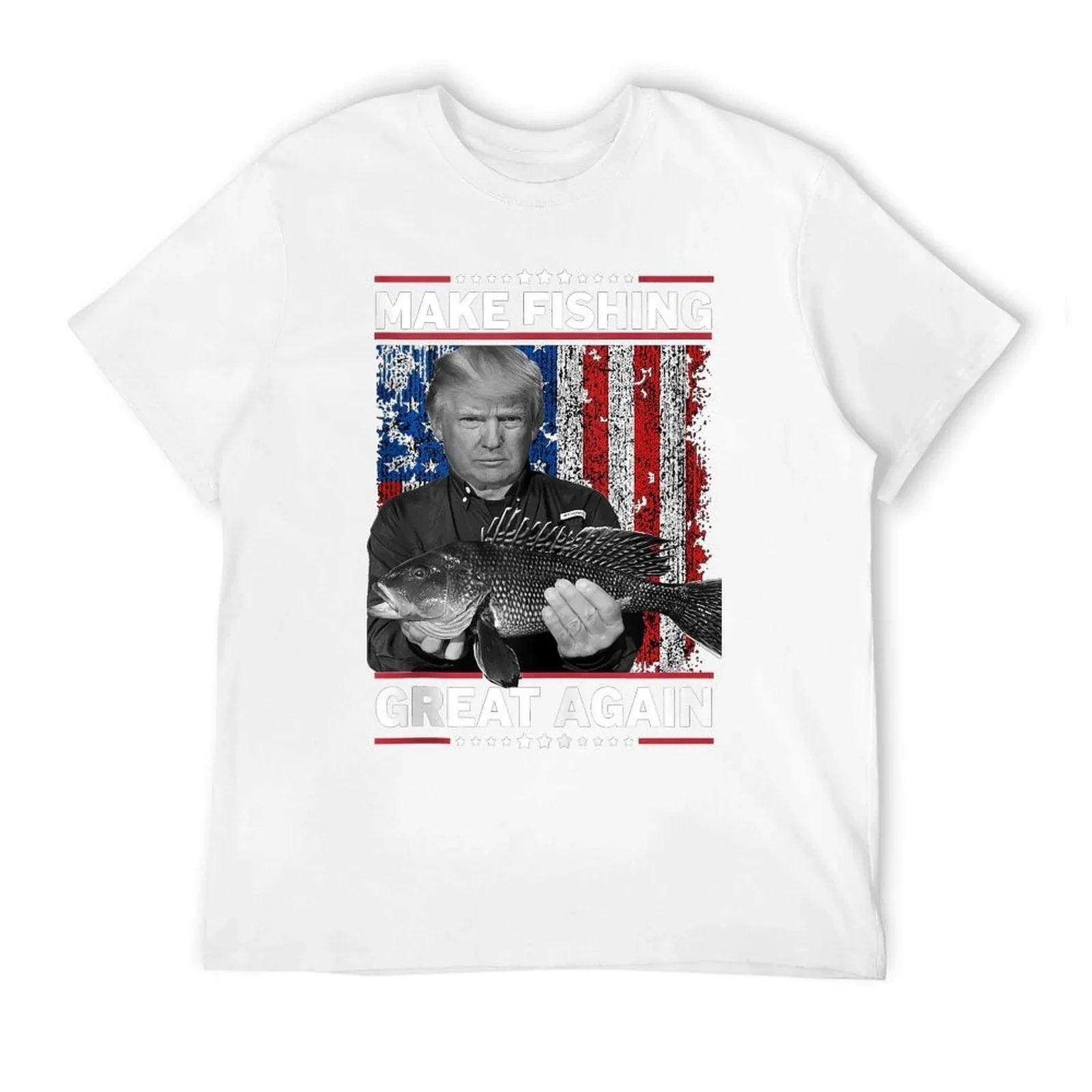 President Trump USA Fishing -Make Fishing Great Again  Oversized Silhouette T-Shirt