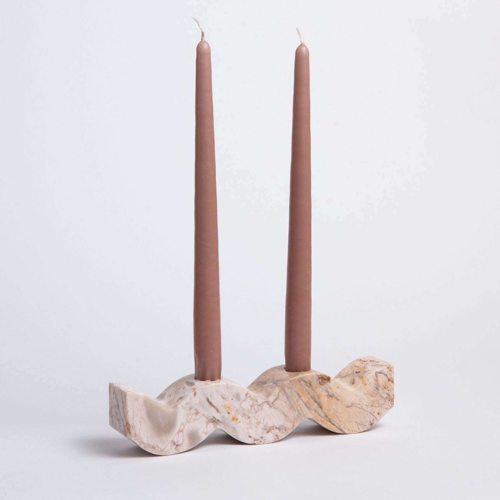 Wavy Gemstone Candelabra - Creamy Soapstone