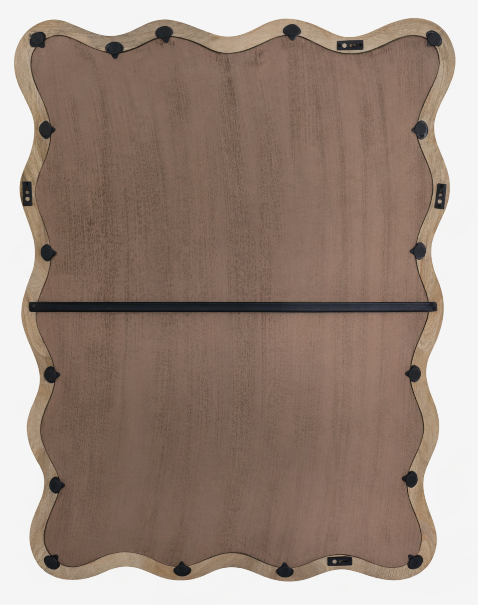 Decorative Wavy Wall Mirror with Mango Wood Frame, 36x48