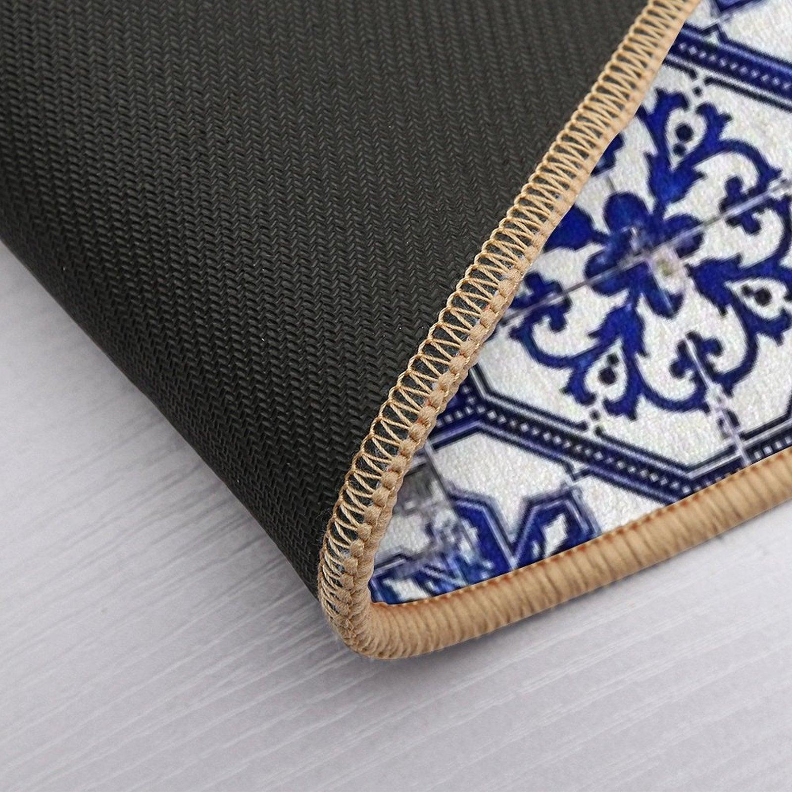 Blue And White Portuguese Tile Bath Mat
