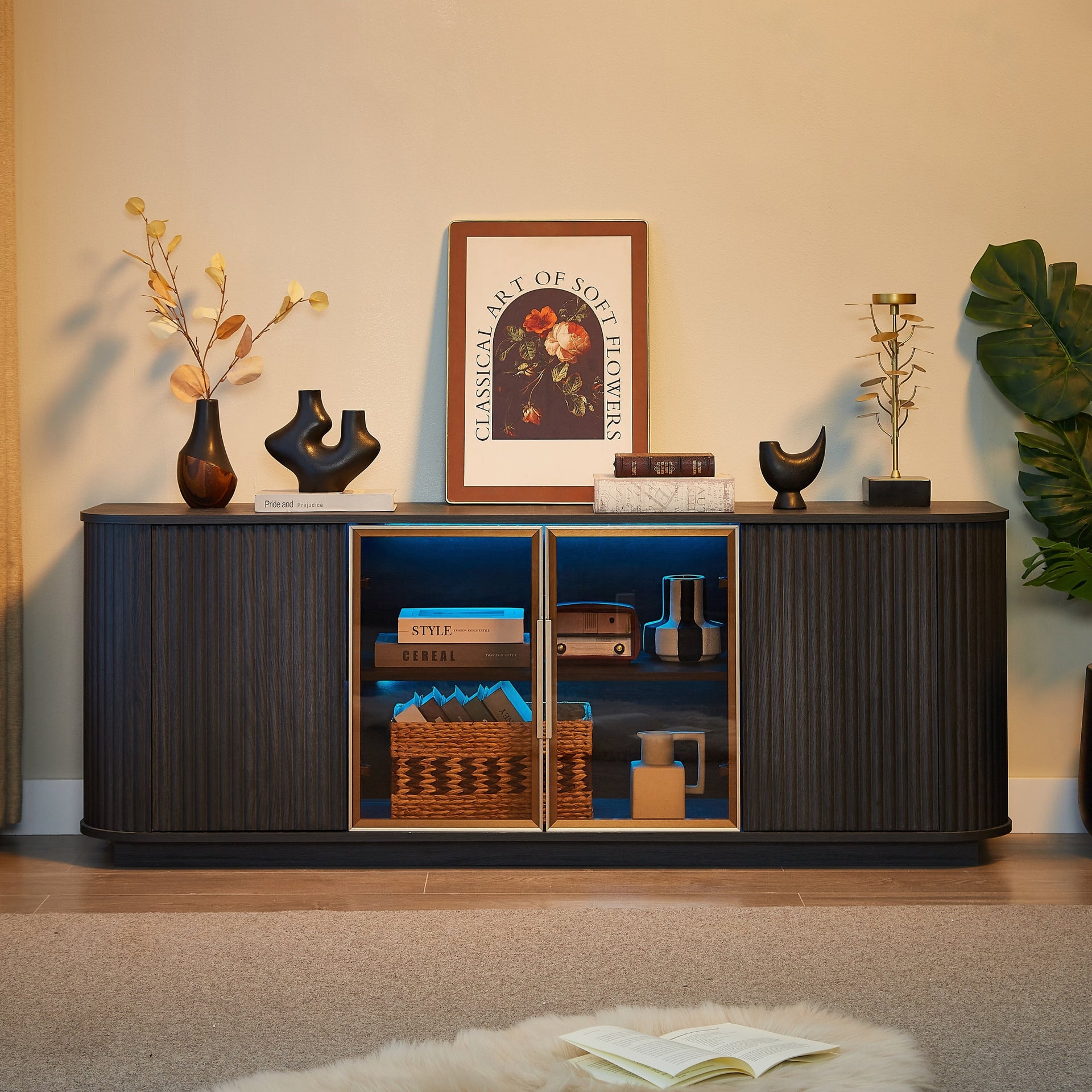 Ripple Modern TV Console – Soft Curves, Natural Wood Look