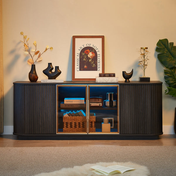 Ripple Modern TV Console – Soft Curves, Natural Wood Look