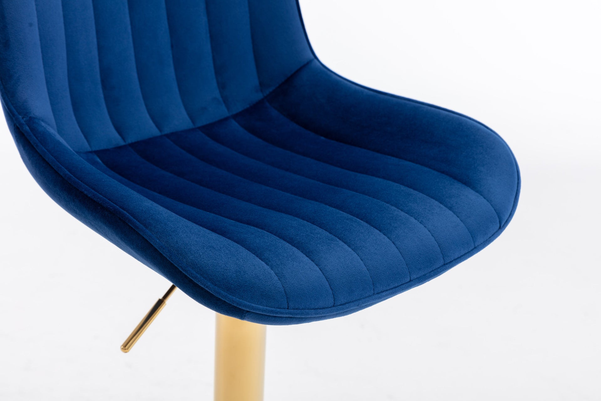 Chrome Footrest & Base Swivel Height-Adjustable Velvet Golden-Leg Bar Stool