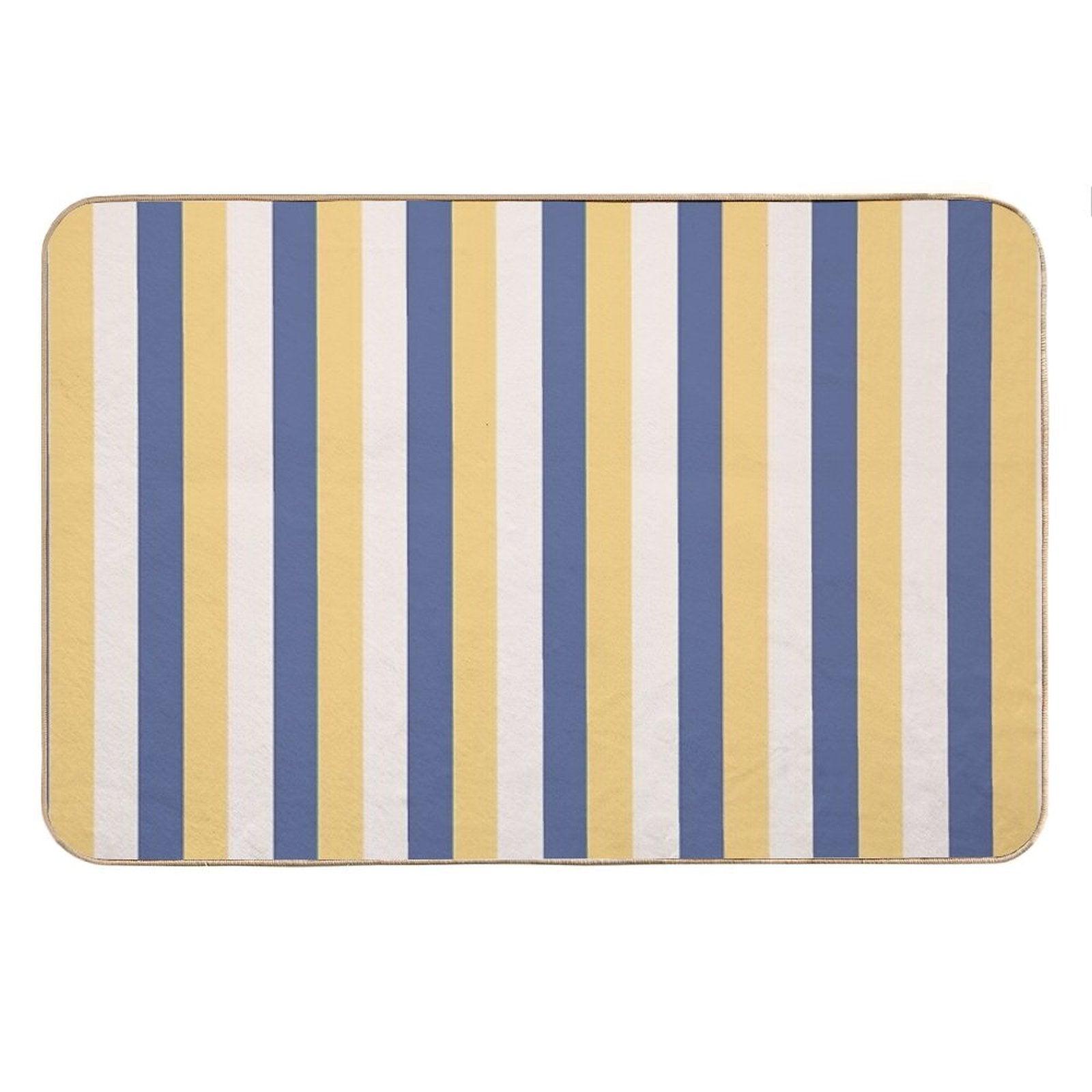 Blue Yellow Stripes - Striped Bath Mat