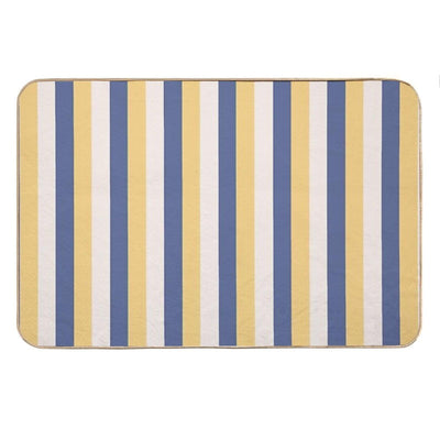 Blue Yellow Stripes - Striped Bath Mat