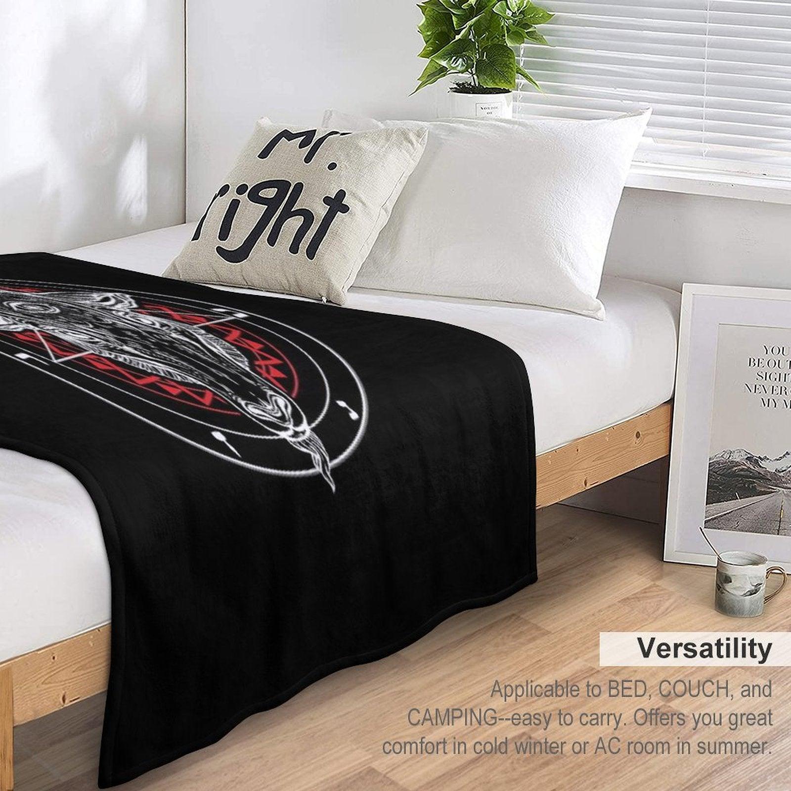 Satanic Goat Baphomet Circle Satan Symbol  Lucifer Devil Throw Blanket