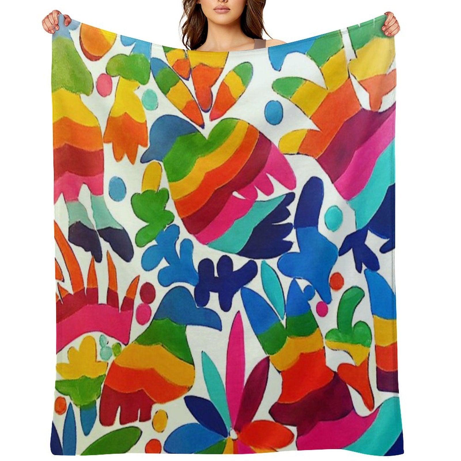 Mexican Otomi Colors Throw Blanket