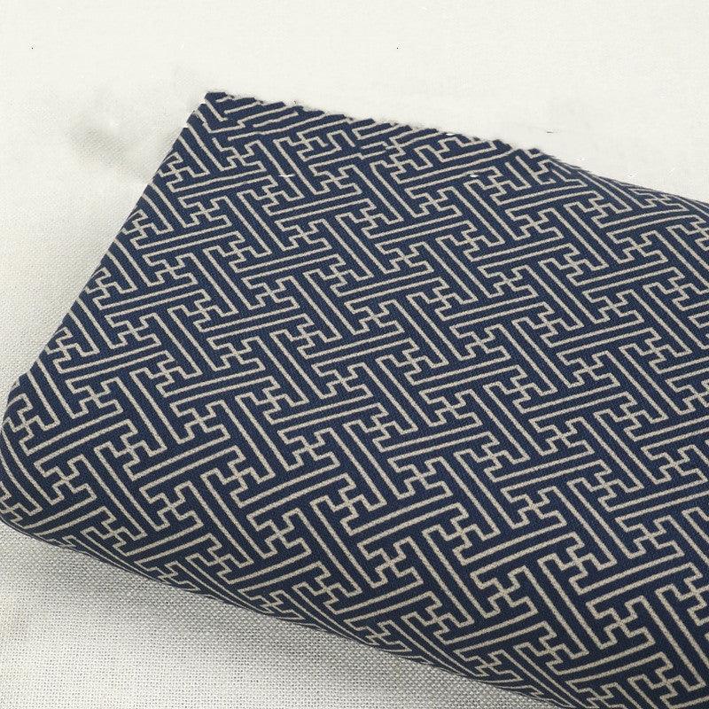 Chinese Dark Blue Cotton Linen Fabric