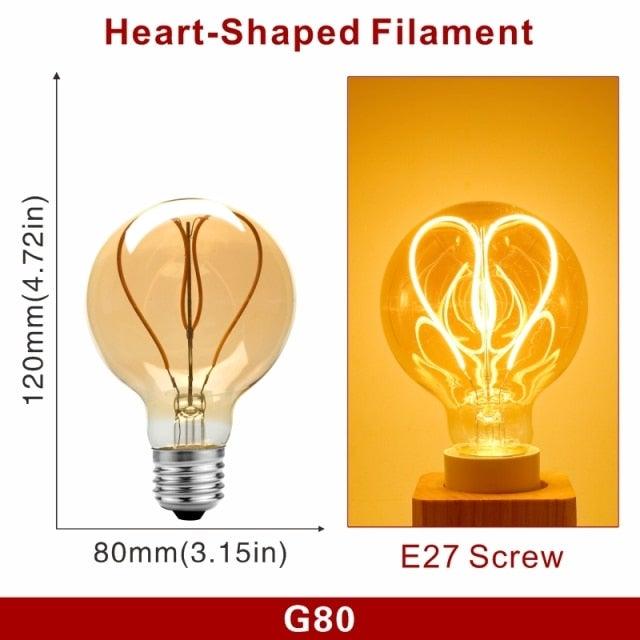 E14 E27 Retro LED Spiral Filament Light Bulb 4W 220V C35 G45 A60 T45 ST64 T185 T225 G80 G95 G125 Vintage Edison Lamp Vintage Filament Light Bulbs Globe Round