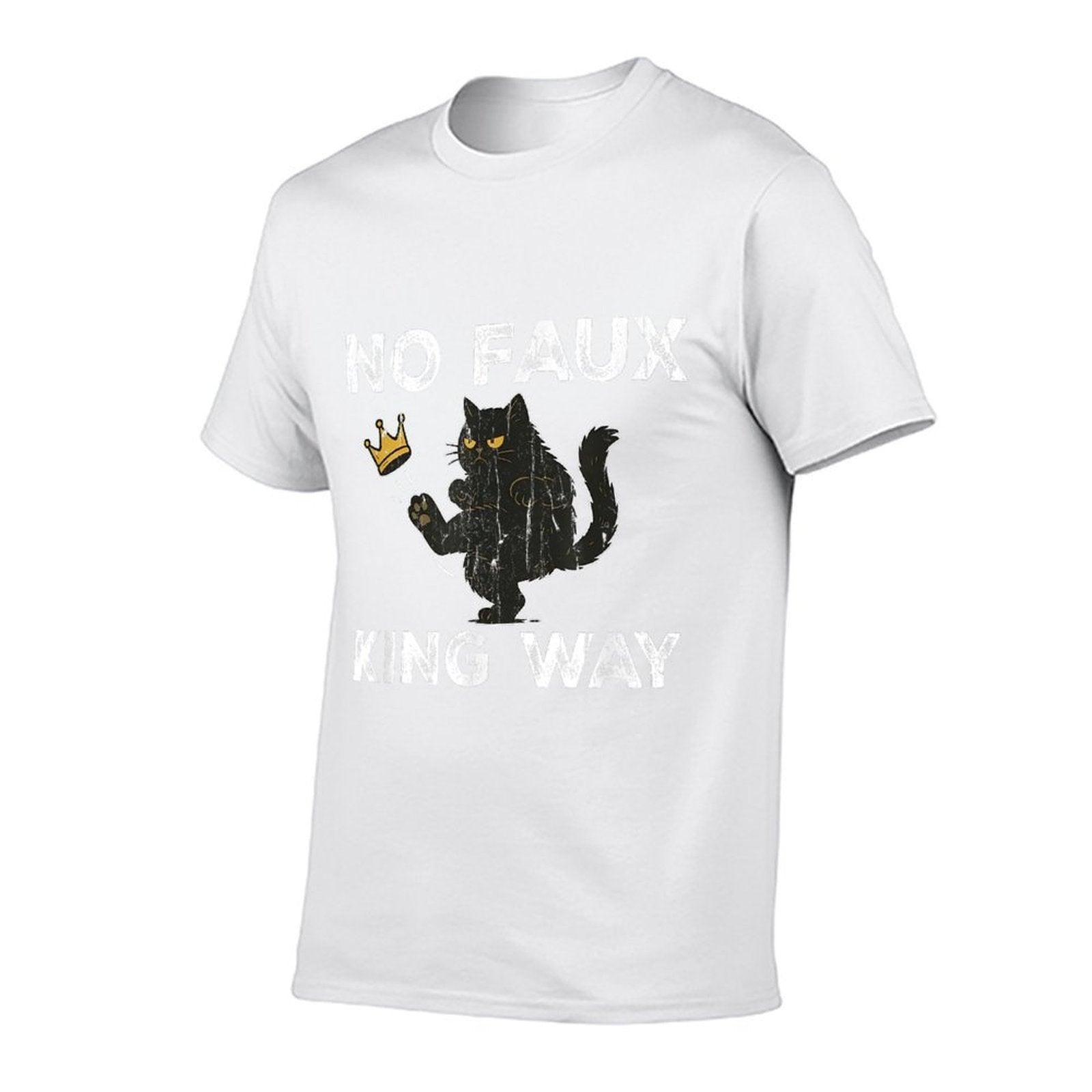 No Faux King Way, No Kings In America, Funny Black Cat  Cotton T-Shirt