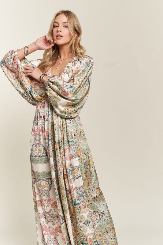 New Printed V-Neck Batwing Sleeve Dress For Summer – Stylish, Effortlessly Chic, Comfortable, Perfect for Casual and Semi-Formal Events