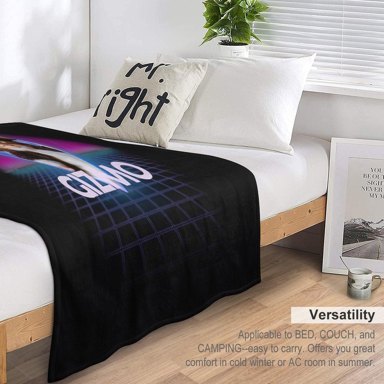 Gremlins Gizmo Retro 80s Neon Landscape Throw Blanket