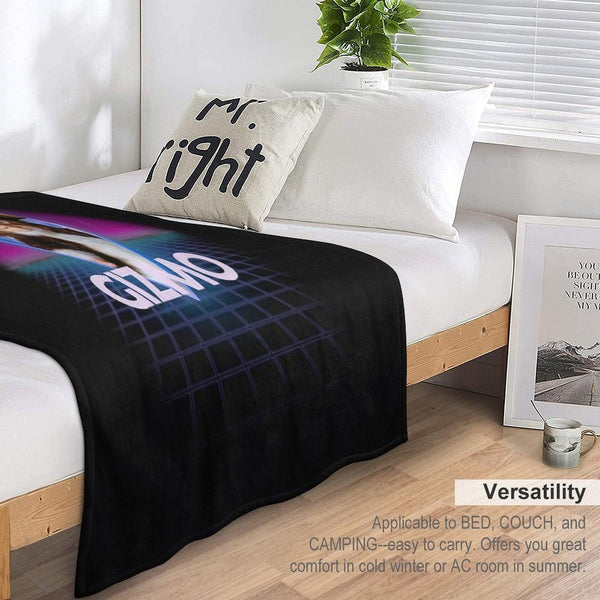 Gremlins Gizmo Retro 80s Neon Landscape Throw Blanket