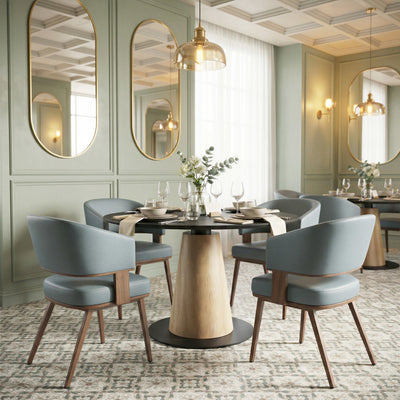 Poise Dining Chair Azure Gray & Walnut