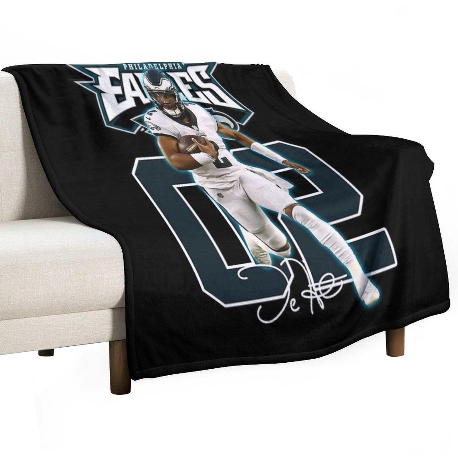 Jalen Hurts Football Signature Vintage Retro 80s 90s Rap Style Perfect Gift For Football Lovers Throw Blanket
