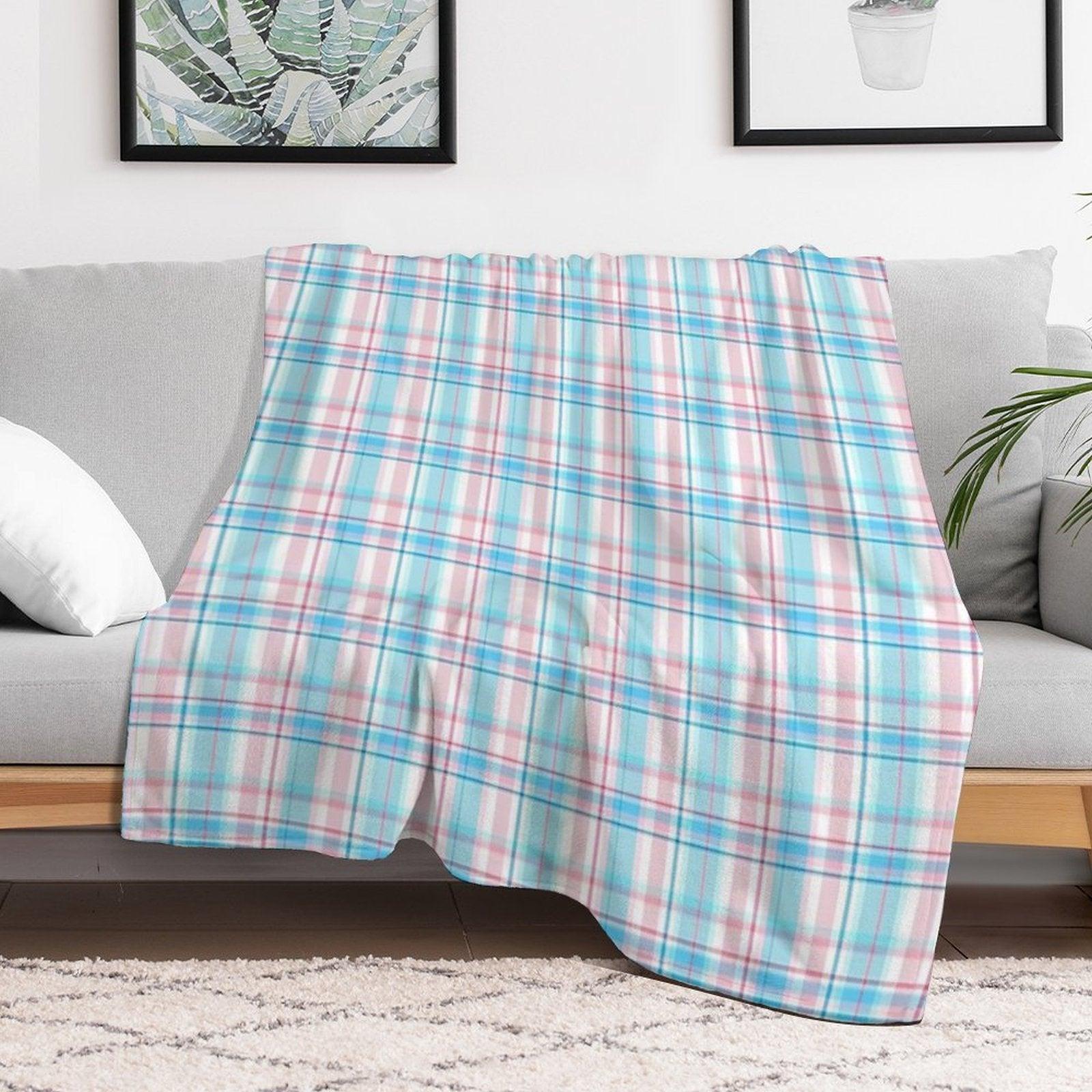 Trans Pride Tartan Throw Blanket