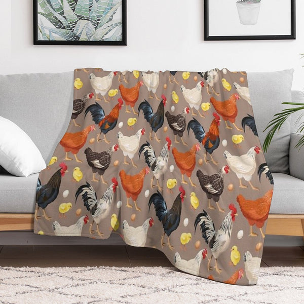 Chicken Colorfull Pattern All-season Throw Blanket