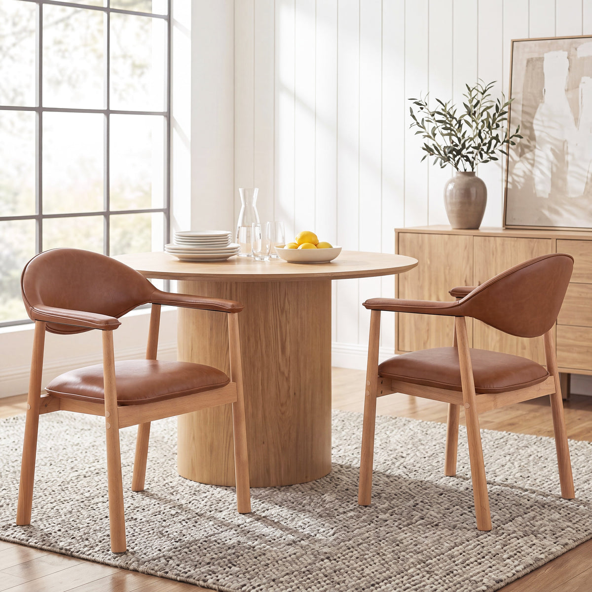 Modern Upholstered Dining Chairs with Curved Back