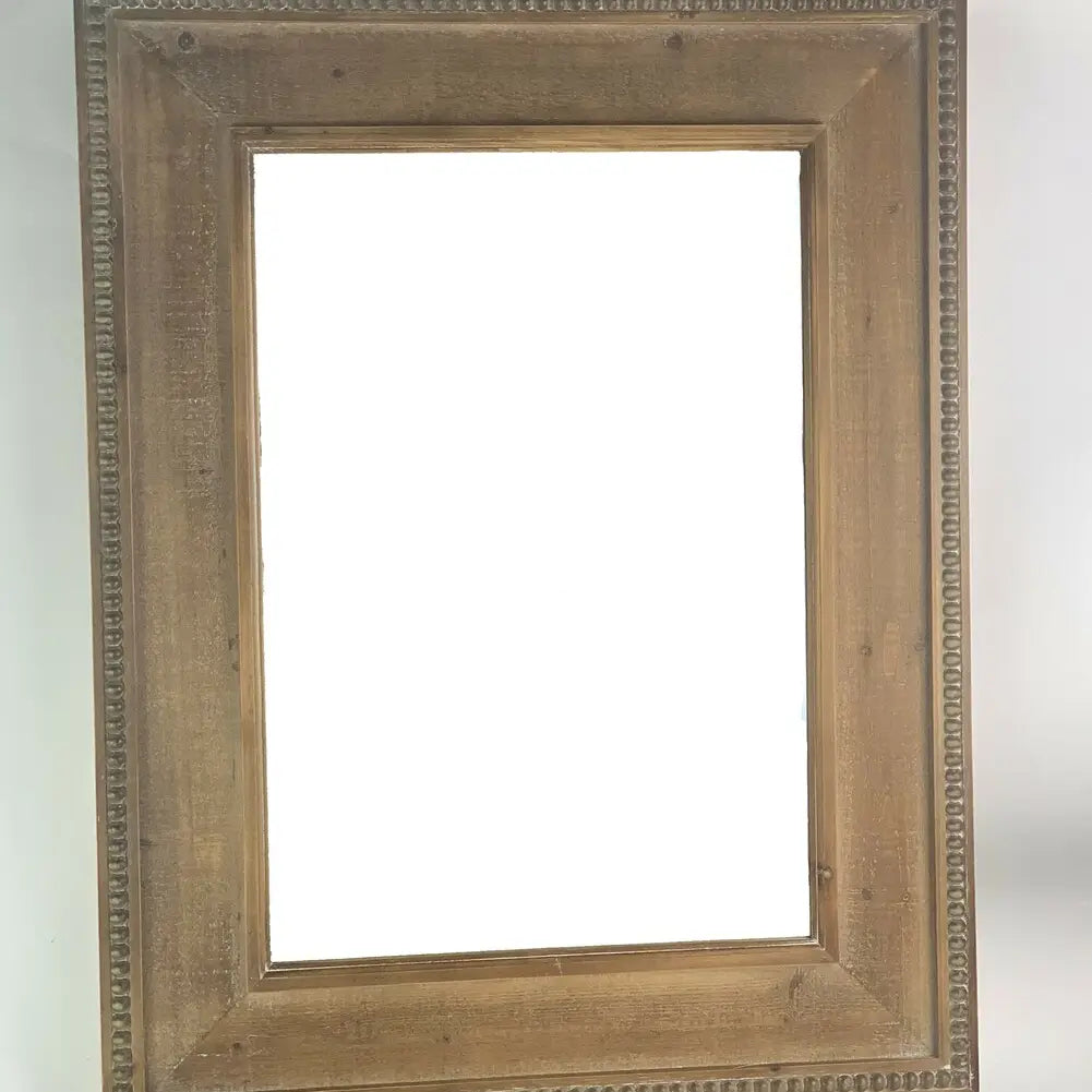Wood Beaded Framed Mirror