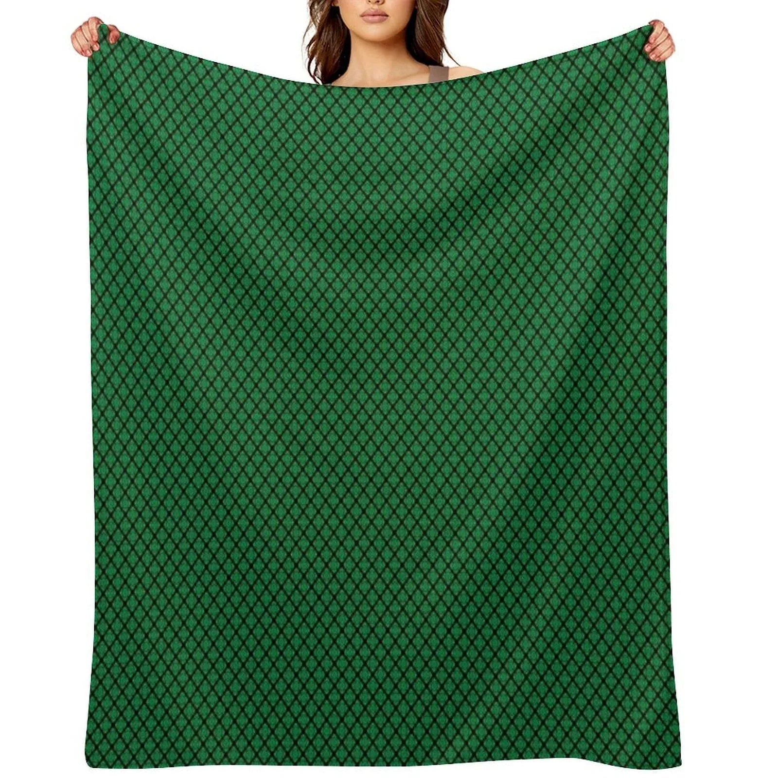Green And Black Medallions Throw Blanket
