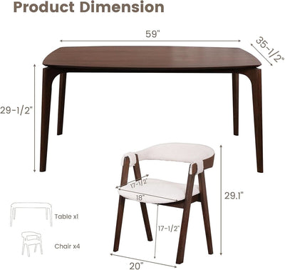 Contemporary Walnut Veneer Dining Table Set Chairs
