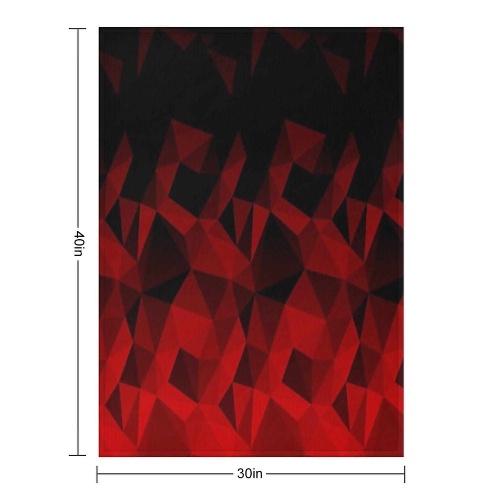 Abstract Polygonal Pattern .Red, Black Triangles. Throw Blanket