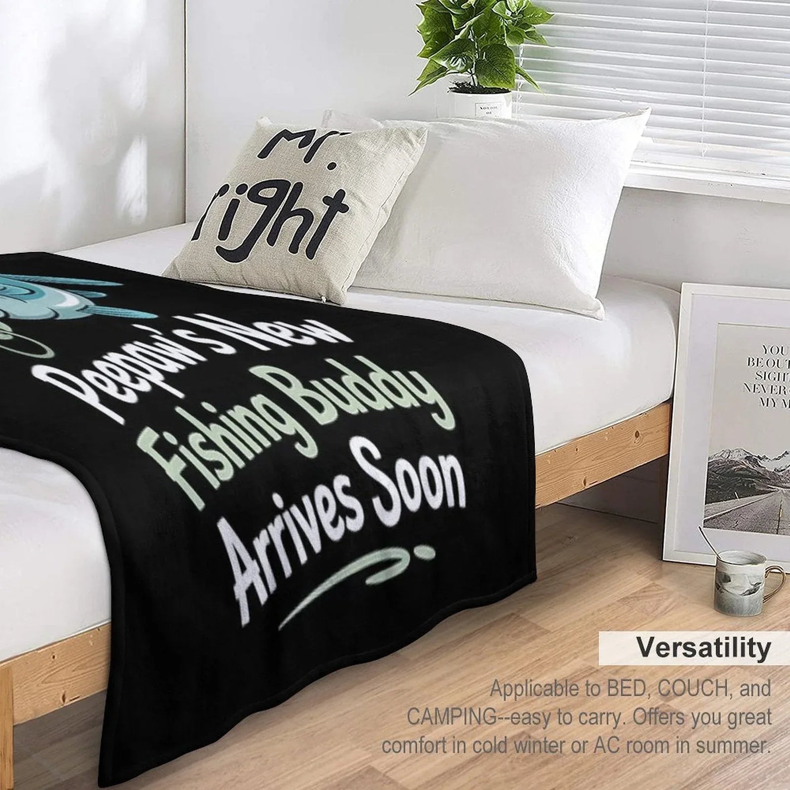 Peepaw’s New Fishing Buddy Arrives Soon New Dad Fathers Day Throw Blanket