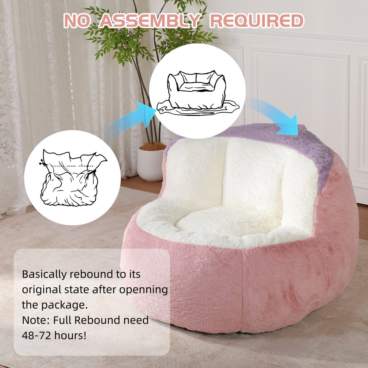 Oversized Bean Bag Chairs in Multicolor Faux Fur