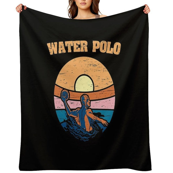 Water Polo Swim Sport Retro Water Polo Sustainable Throw Blanket