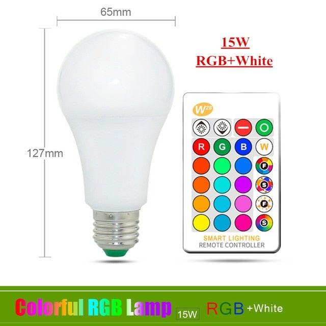 E27 RGB Led Bulb 5W 10W 15W Dimmable 16 Color Changing Magic Bulb GU10 8W AC 220V 110V RGB White IR Remote Control Night Light LED Light Bulb, Color Changing Light Bulb with Remote