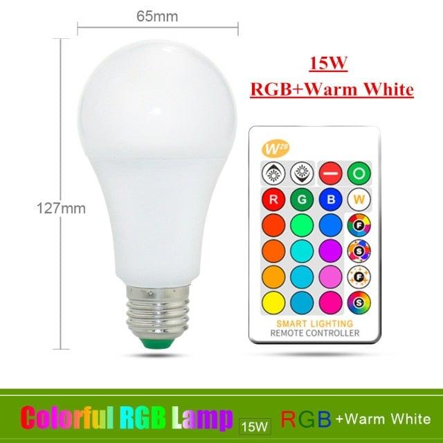 E27 RGB Led Bulb 5W 10W 15W Dimmable 16 Color Changing Magic Bulb GU10 8W AC 220V 110V RGB White IR Remote Control Night Light LED Light Bulb, Color Changing Light Bulb with Remote